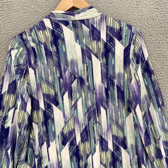 Chicos Top Womens 1 US Medium Blue Abstract Easywear Open Kimono Stretch Knit - Picture 4 of 10